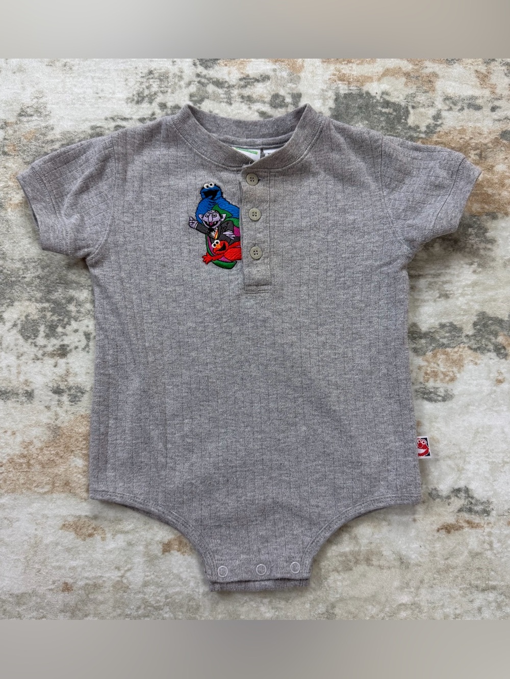 Vintage Sesame Street Elmo Cookie Monster The Count Embroidered One Piece 18 m